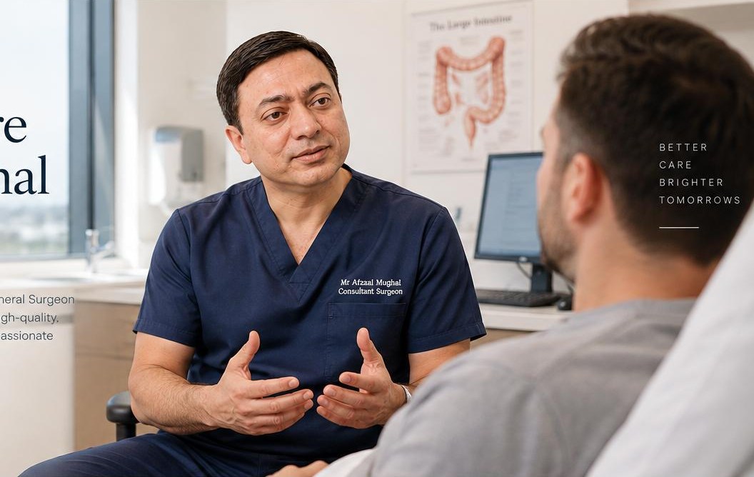 Mr Afzaal Mughal in consultation with a patient